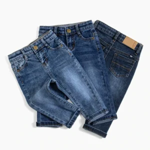 Customizable Spring Fall Kids Stretch Slim Fit Children’s Denim Jeans Elastic Waistband Classic Five Pockets Toddler Boy Girl
