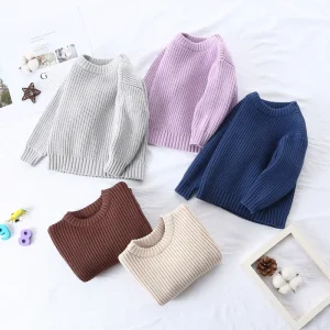 Customizable Winter Pullover Sweaters for Girls 0-6y Knitted Cotton Clothing Autumn Season Sweater