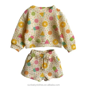 Customization Baby Clothing Sets Boys Girls Design Prints Summer Fall Crew Neck Pullover Jumper and Shorts Sets