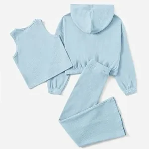 Customization Girls Clothing Sets Cute Casual Print 3pcs Polyester Cotton Washable Customizable