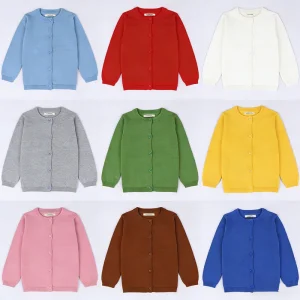 Customized Baby Knitted Cardigan Cotton Children’s Boys and Girls Button Sweater Coat Spring Autumn Winter Cotton Kids Sweaters