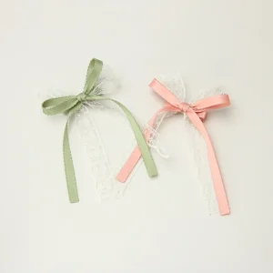 Customized Ballet Style Girls Ribbon Hair Bow Hair Clip Sweet Cute Lace Edge Duck Beak Clip Bow Kids Hair Accessories
