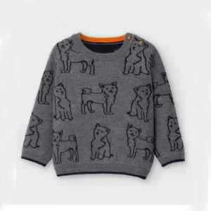 Customized Brand Private Label High Quality Cotton Crew Neck Warm Woolen Kids Wear Animal Pattern Sweater Toddler Boy Sweater De