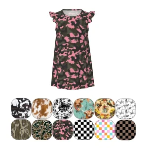 Customized Camouflage Girls Nightgowns Toddler Girl Pajamas Flutter Short Sleeve Princess Dress Sleepwear for Girls