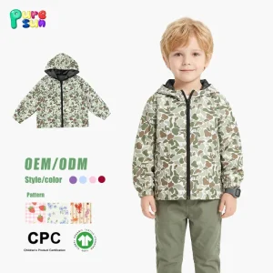 Customized Camouflage Raincoat Zipper Waterproof Windbreaker Jacket Warm Kids Clothing Children Boys Hoodies Coats