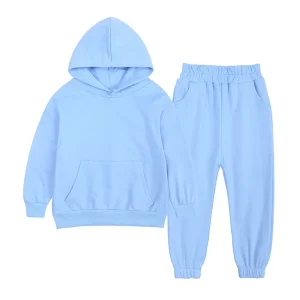 OEM and ODM Autumn Kids Tracksuit Anti Pilling Pullover Soft Cotton Knitted Boys and Girls Pullover Hoodie Set for Kids