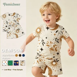 Customized Cotton Boys Pajama Set Toddler Breathable Sportswear Summer Sweatsuit Baby Boys Clothing Set