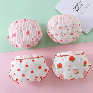 Customized Cotton Kids Toddler Infant Children Baby Girl Shorts Underwear Cute Printed Cartoon Pants Briefs with Ruffles