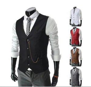 Customized Design High Quality Men’s Slim Waistcoat Double Breasted Windproof Reversible Wool Suit Vest Fashion Piece Utility