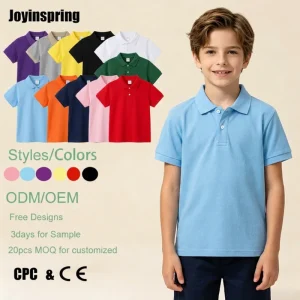 Customized Formal Children’s Jersey T-shirts School Uniforms Boys Girls Solid Summer Clothing Blank Boys Polo Shirt