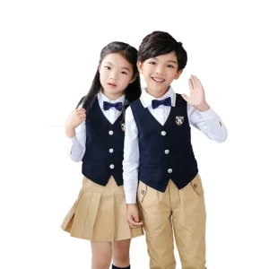 Customized Girls Boys Waistcoat for School Uniform Vest Student School Uniforms Boy and Girl Suit