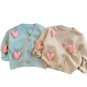 Customized Girls Cardigan Sweater Knitted Sweater Jacket for Children
