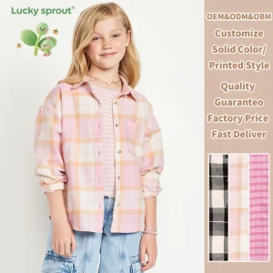 Customized Girls’ Plaid Shirt Thin Fashion Jacket Kids Shirts for Kids Girls