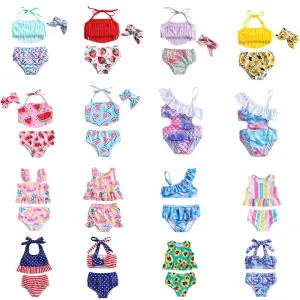 Customized Girl’s Recycled Eco Friendly Kid Swimwear Bathing Suits Swimsuit Fruit Children Girls Support Kids Swimwear