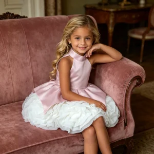 Customized Gorgeous Halter Design Kids Boutique Children’s Clothing Knee Length Girls Party Dress for Birthday