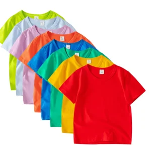 Customized High Quality Kids T Shirts RTS Solid Color Cotton Boys T Shirts