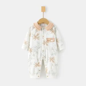 Customized Long Sleeve Girls Jumpsuit Indoor Baby Breathable Cotton Unisex Jumpsuit Romper