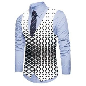 Customized Men’s Suit Vest Dress Vest for Men Slim Fit Formal Business Waistcoat Tuxedo V Neck Solid Vest for Wedding