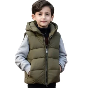 Customized OEM Boys High Quality Fashion Puffer Jackets Children Winter Coats Kids Down Vest Warm Sleeveless