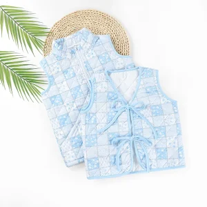 Customized Patchwork Floral Printing Kids Clothes Quilted Kids Vest Sleeveless Warm Toddler Girl Vest for Winter