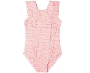 Customized Pink Stripe One Piece Swimwear for Girls of Various Ages Beach Sports Print Design