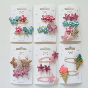 Customized Plastic Sweet Children Star Butterfly Multi Functional Hair Clip Set Custom Logo Custom Color OEM ODM