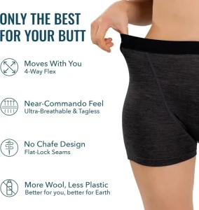 Customized Stretch Merino Wool Underwear High Waisted Panty Women’s Boxer Boy Shorts Briefs
