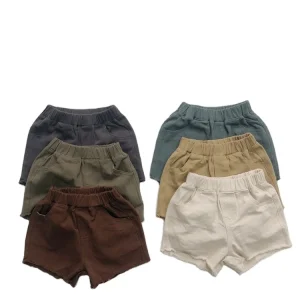 Customized Summer Kids Solid Outdoor Vintage Toddler Baby Girl Plain Tassel 100% Cotton Biker Shorts