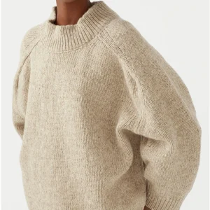 Customized Womens Chunky Jumper Plain Cotton Sweater Knit Wool Sweater High Neckline Girls Sweaters