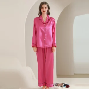 Customized Women’s Sleepwear Womens Pyjamas Solid Cotton Two Piece Sets for Girls Sleepwear