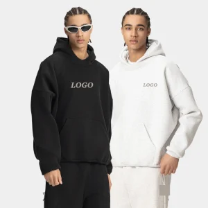 Cut Fit Style Double Layer Baggy Fleece Sweatshirt Streetwear Oversize Padded Rappers Boys Pullover Hoodie for Men