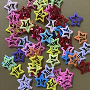 Cute 3.1cm Candy Color Colorful Star Metal Hairpin Colorful Star Snap Hairclip Kids Hair Clip Accessories for Girls