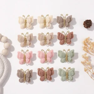 Cute Animal Butterfly Handmade Braided Hairclip Children Baby Alligator Hairgrip Hair Accessories Crochet Kid Hair Clip for Girl