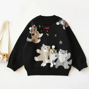Cute Animal Pattern Winter Sweater for Infants 100% Cotton O Neck Knitted Pullover Boys and Girls Cartoon Clothing for Babies
