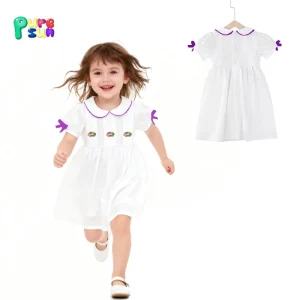 Cute Baby Gilr Embroidered Dresses Mardi Gras Kids Clothing Baby Girl Holiday Clothes