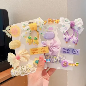 Cute Baby Hair Clips Set Sweet Color Elastic Hairbands for Girls Daily Wear Party Styling