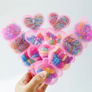 Cute Baby High Stretch Color Small Hair Ties Mini Claw Clip Set Girls Braid Elastic Rubber Bands Children Hair Accessories Set