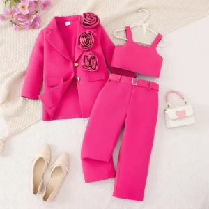 Cute Bunny Girl Clothes Fashion Color Matching Flower Girl Suit Casual Kids Suit Suitable for 4 7 Year Old