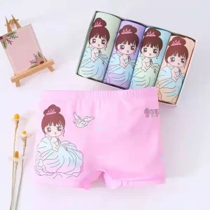 Cute Cartoon Four Corner Flat Pants for Girls Child Princess Boyshort Underwear