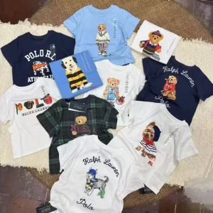 Cute Cartoon Print Kids Cotton T Shirt Soft Breathable Summer Short Sleeve Tops for Boys Girls