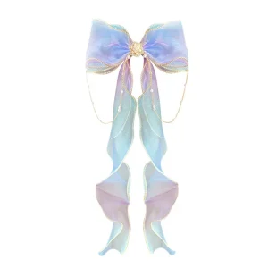 Cute Colorful Chiffon Bow Ribbon Hairpins Fashion Hair Accessories with Sweet Style Metal Fabric Bows Flowers for Girls Children