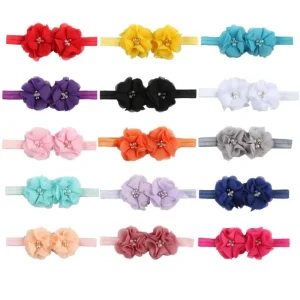 Cute Elastic Handmade Cotton Headband for Baby Girls Girl Hairband with Pearl Accessory