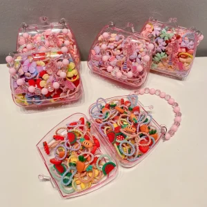 Cute Flower Girl Hair Accessories Set Sweet Resin Hair Tie for Kids with Gift Box Included
