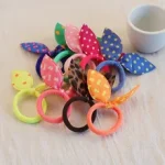 Cute Hair Accessories Fabric Rabbit Ear Scrunchie Hair Ties for Kids Ponytail Kids Elastic Hair Ties Classic Korean Version