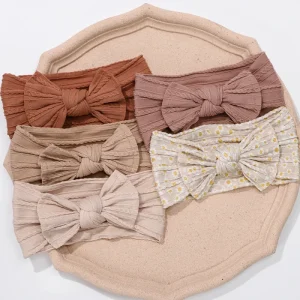 Cute Jacquard Hair Bands for Baby Girls Children’s Nylon Headbands with Printed Bows Kid Accessories