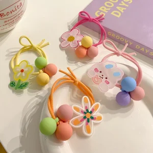 Cute Korean Style Kids Hair Accessories Cartoon Flower Butterfly Hair Tie and Fabric Hair Scrunchy Sweet Style for Girls