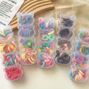 Cute Mini Elastic Hair Bands for Girls Kids New Style Fabric Headpiece with Claw Clips for Parties