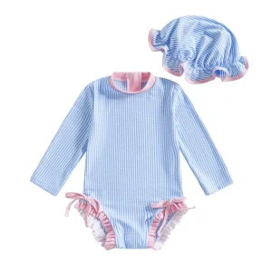Cute One Piece Swimsuit for Little Girls Children’s Sun Protection Clothing Toddler Baby Girls Swimwear