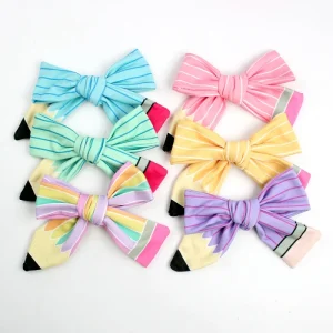 Cute Pencil Bow Knotted Hair Clip Girl Children Bowknot Hair Accessory Kids Bowknot Hairpin Back to School
