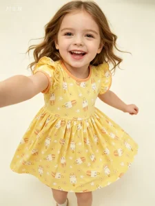 Cute Toddler Baby Girl Princess Dress Summer Flutter Sleeve Floral Print Ruffle Casual Dresses for Little Girls